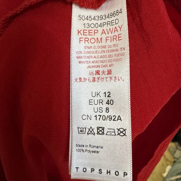 Topshop Pleat Shoulder Button Down Blouse Size 8 Red EUC - Picture 6 of 7